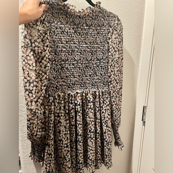 LULUS Floral navy smocked skater dress - Picture 4 of 4